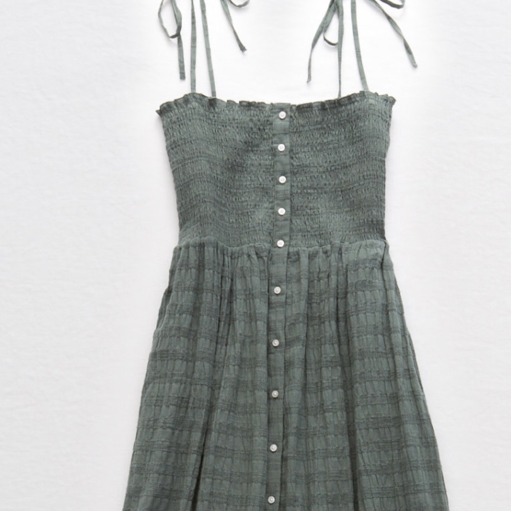 Green Aerie smocked dress